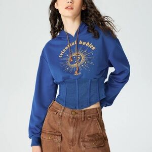 Cider Navy Textured Knit Hoodie